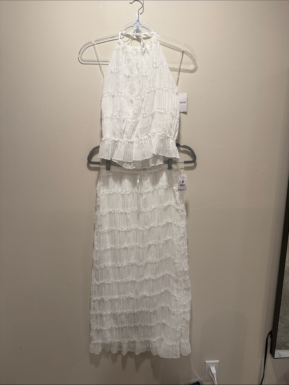 White Tiered Halter Two Piece Set